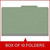 Closed green legal-size top tab classification folder, sold 10 folders per box