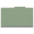 Front view of closed green legal-size top tab classification folder