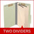 Open gray-green legal-size classification folder showing two internal dividers and document fasteners