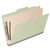 Gray-green legal-size top tab classification folder with two dividers and expandable spine