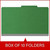 Closed moss green legal-size top tab classification folder, sold 10 folders per box
