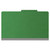 Front view of closed moss green legal-size top tab classification folder