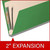 Close-up of moss green classification folder showing the reinforced 2-inch Tyvek expansion