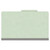 Front view of closed pale green legal-size top tab classification folder