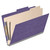 Purple legal-size top tab classification folder with two dividers and gray expandable spine