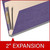 Close-up of purple classification folder showing the reinforced 2-inch gray Tyvek expansion