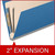Close-up of royal blue classification folder showing the reinforced 2-inch Tyvek expansion