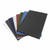 Selection of Unibind hard covers spread out in a fan shape, displaying various colors including black, azur, dark green, bordo, white, dark blue, quartz, and white ideal for creating professional-looking bound documents.