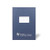 Dark blue Unibind hard cover pictured with optional rectangular window cutout on the front and a logo at the bottom, designed for professional document presentation and branding.