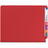 Front view of a red end tab classification folder with side tab labels visible along the right edge.