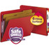 Red classification folder with 2 interior dividers, SafeSHIELD coated fasteners, and graphic callout showing 6 filing surfaces.