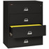 FireKing 4-4422-CBL lateral fireproof file cabinet with drawer open, side to side filing.