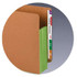 Smead End Tab File Pockets, Extra Wide Letter Size, 3-1/2" Expansion, Redrope with Green Gusset, 10/Box