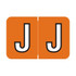 Barkley Alpha Labels, ACPM-Series, 1 H x 1 1/2 W, Letter J, Dk Orange, 500/Roll