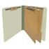 End Tab Pressboard Classification Folders, Letter Size, 2 Dividers, Gray/Green, 10/Box