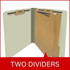 End Tab Pressboard Classification Folders, Letter Size, 2 Dividers, Gray/Green, 10/Box