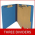 End Tab Pressboard Classification Folders, 3 Dividers, Letter Size, Type III Royal Blue, 10 per Box