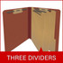End Tab Pressboard Classification Folders, 3 Dividers, Letter Size, Type III Red, 10 per Box