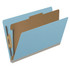 End Tab Pressboard Classification Folders, 1 Divider, Legal Size, Blue, 10/Box