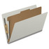 End Tab Pressboard Classification Folders, 1 Divider, Legal Size, Gray, 10/Box