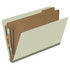 End Tab Pressboard Classification Folders, 2 Dividers, Legal Size, Type III Gray/Green, 10 per Box
