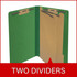 End Tab Pressboard Classification Folders, 2 Dividers, Legal Size, Type III Moss Green, 10 per Box