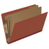 End Tab Pressboard Classification Folders, 2 Dividers, Legal Size, Type III Red, 10 per Box