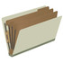 End Tab Pressboard Classification Folders, 3 Dividers, Legal Size, Type III Gray/Green, 10 per Box