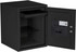 Black Phoenix Dual-Lock Fireproof Safe, 1.3 cu ft, with Key and Combination Lock, Door Open Showing Interior, Ideal for Home and Office