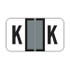 Jeter Alpha Labels, 2800-Series, 15/16 H x 1 5/8 W, Letter K, Gray, 500/Roll, JEAM-K