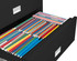 Black Phoenix 2-Drawer Lateral File Cabinet, 38 inches wide, Shown with Combination of Letter and Legal Folders