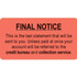 FINAL NOTICE Label, 3-1/4"W X 1-3/4"H, 250/RL (MAP4820)