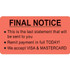Billing/Collection Labels Final Notice (MAP4830)