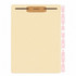 Reverse view of letter-size self-adhesive manila file folder divider with 2-inch top fastener and peel-off adhesive liner.
