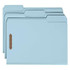 Smead 100% Recycled Pressboard Fastener File Folder, 1/3-Cut Tab, 1" Exp, Letter Size, Blue, 25/Box
