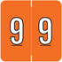Barkley BXNM Series Numeric Label '9' in Orange - Two-sided Numeric Label for Filing and Organization
