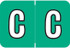 Colwell COPK Alphabetical Color-Coded Filing Label for the letter 'C' with a jade background and white character with black outline