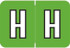 Colwell COPK Alphabetical Color-Coded Filing Label for the letter 'H' with a light green background and white character with black outline