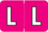 Colwell COPK Alphabetical Color-Coded Filing Label for the letter 'L' with a hot pink background and white character with black outline