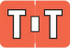 Colwell COPK Alphabetical Color-Coded Filing Label for the letter 'T' with a Dark Coral background and white character with black outline