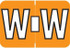 Colwell COPK Alphabetical Color-Coded Filing Label for the letter 'W' with a light orange background and white character with black outline