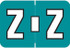 Colwell COPK Alphabetical Color-Coded Filing Label for the letter 'Z' with a teal background and white character with black outline