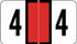 Traco TRNM Series Numeric Label with the number '4' in black on a red background