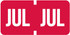 Red 'JUL' month label from the Tab Products 1279 series, featuring white text for easy file organization and document tracking, displayed in a dual format for clear visibility