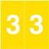 S&W KKL Numeric Labels, SWNM-Series, 1-1/2 H x 1-1/2 W, Number 3, Yellow