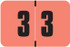 Digi Color DCNM Numeric Label, 1H x 1-1/2W,  Number 3, Pink with black digits, 250/RL, DCNM-3