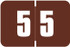 Digi Color DCNM Numeric Label, 1H x 1-1/2W,  Number 5, Brown with white digits, 250/RL, DCNM-5