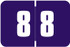 Digi Color DCNM Numeric Label, 1H x 1-1/2W,  Number 8, Purple with white digits, 250/RL, DCNM-8