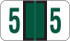 Jeter Numeric Labels, 6190-Series, Number 5, Dark Green, 500/Roll, 15/16x1 5/8