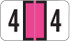Jeter 0300 Series Numeric Labels - Fluorescent Pink, Number 4, 500 Labels per Roll, Polylaminated for End-Tab Filing